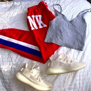 Victoria’s Secret PINK red blue and white jogger.